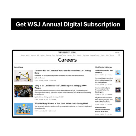 The Wall Street Journal Digital Subscription Code(One Year/$59, Guaranteed)